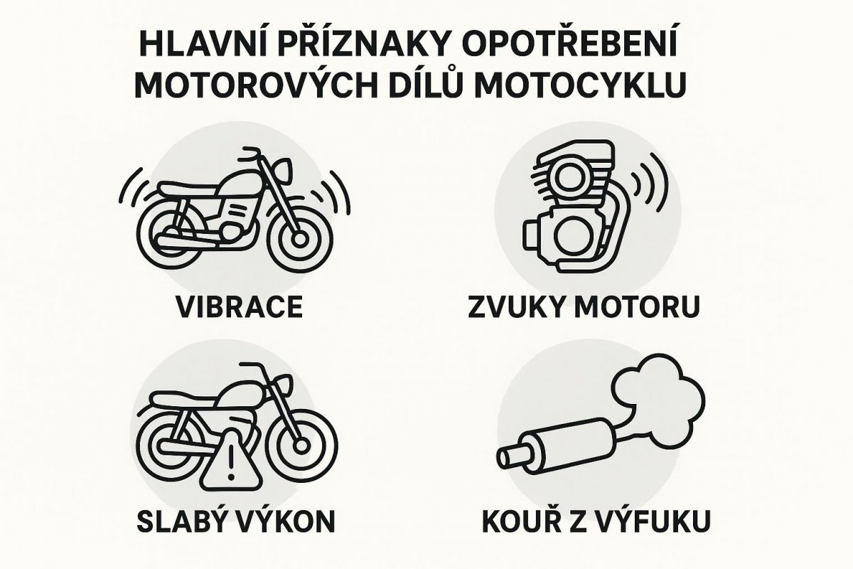 Příznaky, že je třeba vyměnit díly motoru motocyklu